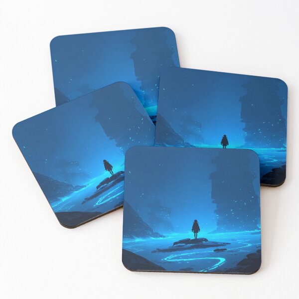 Item preview, Blue Silent Expanse – Anime Explorer in Neon Ice Canyon designed and sold by NeonHorizon Studio.
