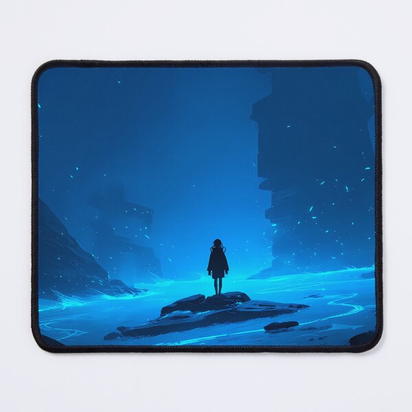 Item preview, Blue Silent Expanse – Anime Explorer in Neon Ice Canyon designed and sold by NeonHorizon Studio.