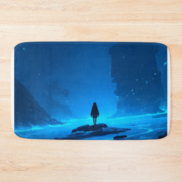 Item preview, Blue Silent Expanse – Anime Explorer in Neon Ice Canyon designed and sold by NeonHorizon Studio.