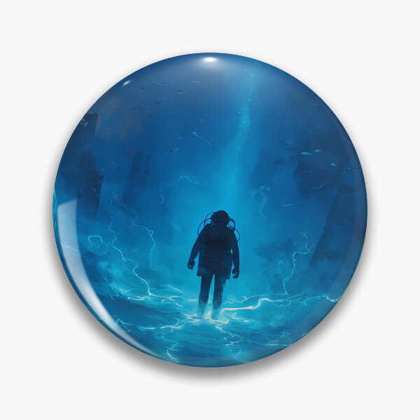 Item preview, Abysslight Descent – Anime Astronaut in Electric Blue Ruins designed and sold by NeonHorizon Studio.