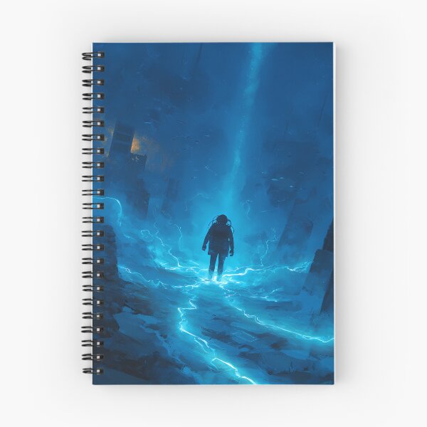 Item preview, Abysslight Descent – Anime Astronaut in Electric Blue Ruins designed and sold by NeonHorizon Studio.