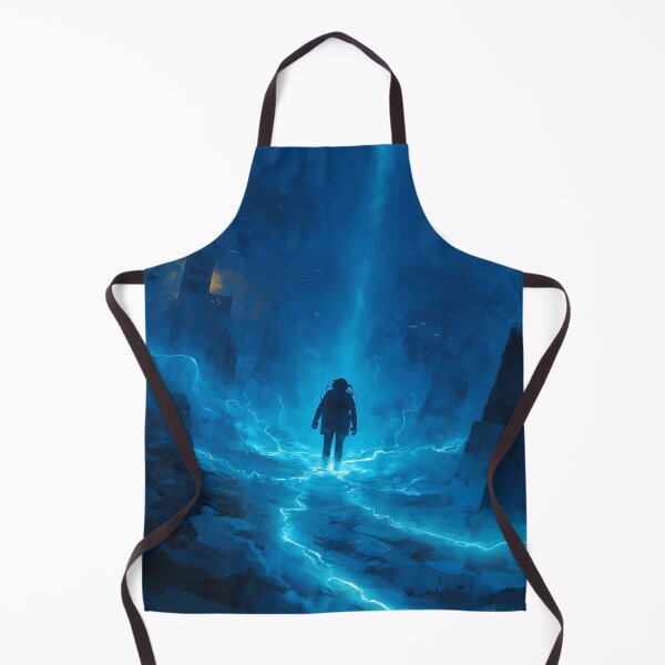 Item preview, Abysslight Descent – Anime Astronaut in Electric Blue Ruins designed and sold by NeonHorizon Studio.