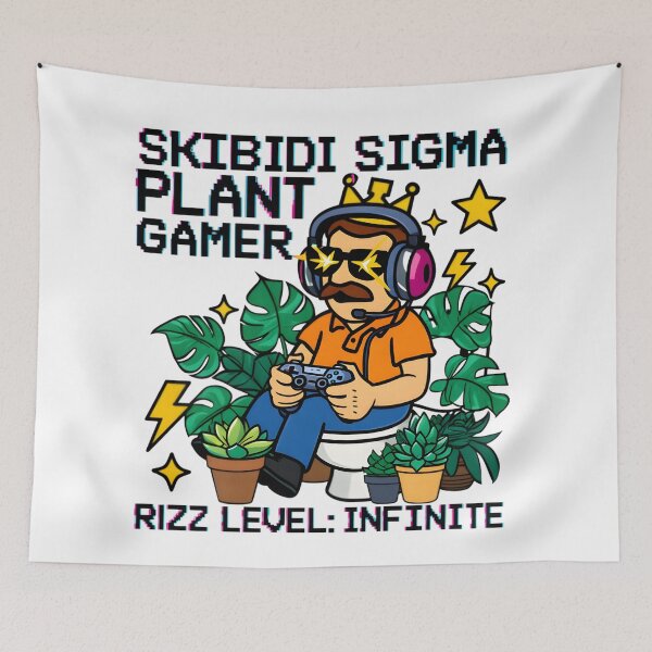 Item preview, Skibidi Sigma Plant Gamer Rizz Level Infinite T-Shirt  designed and sold by AnnDesignStudio.