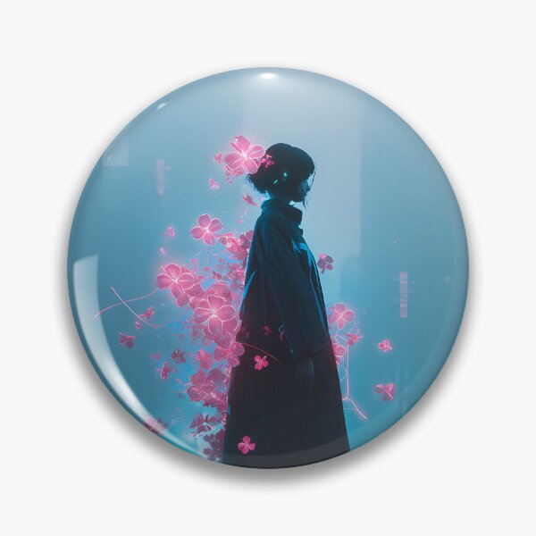 Item preview, Neon Blossom Drifter – Cyber Floral Anime Silhouette designed and sold by NeonHorizon Studio.