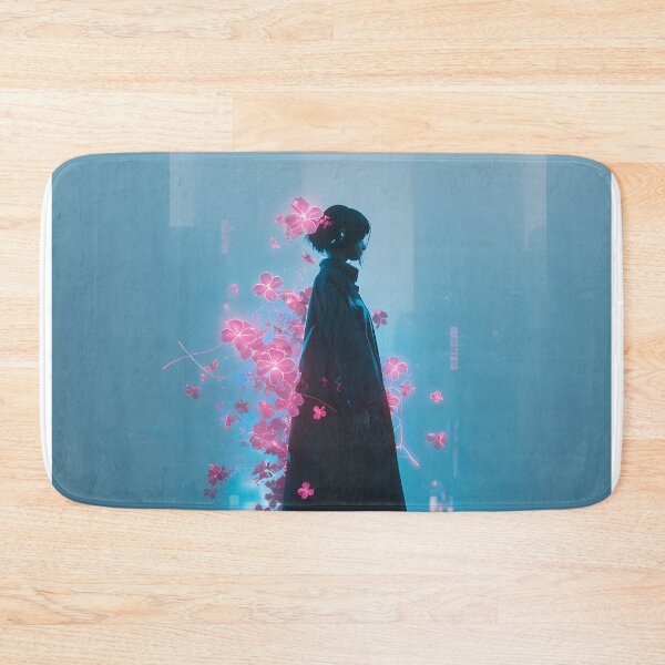 Item preview, Neon Blossom Drifter – Cyber Floral Anime Silhouette designed and sold by NeonHorizon Studio.