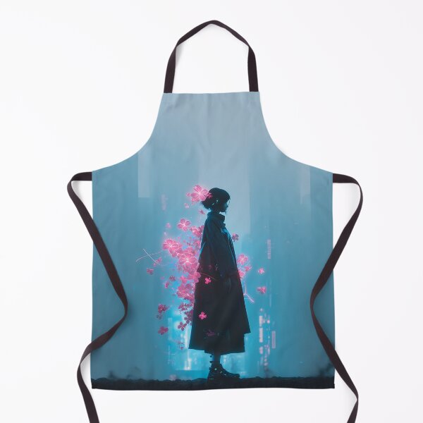 Item preview, Neon Blossom Drifter – Cyber Floral Anime Silhouette designed and sold by NeonHorizon Studio.
