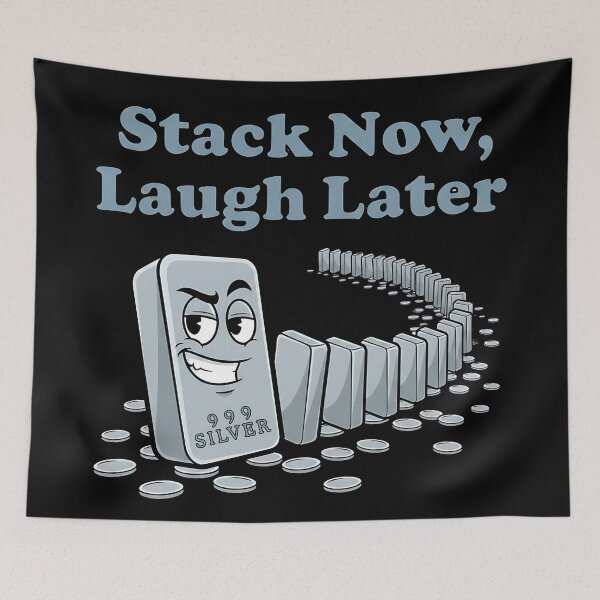 Item preview, stack now laugh later funny silver stacker quote designed and sold by ArtDesignTp.