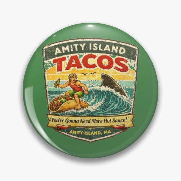 Item preview, Funny Shark Taco Surf Shirt Amity Island Tacos Vintage Beach Parody designed and sold by GhostDawgs.