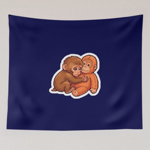 Item preview, Punch Monkey with Plushie - Cute Japanese Macaque designed and sold by PixelAlchemyHQ.