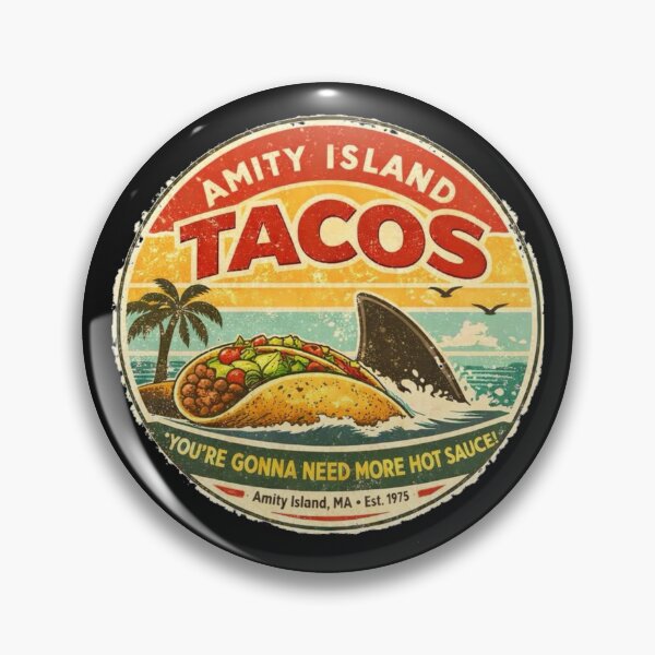 Item preview, Amity Island Tacos Vintage Shark Taco Surf Logo designed and sold by GhostDawgs.