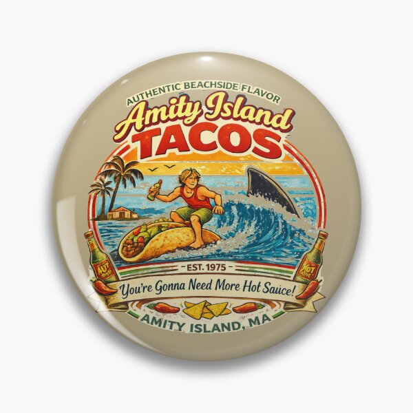 Item preview, Amity Island Tacos Vintage Surf Taco Shirt Funny Shark Movie Parody Retro Beach Food design.  designed and sold by GhostDawgs.