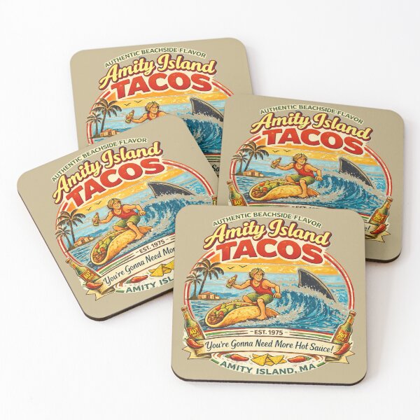 Item preview, Amity Island Tacos Vintage Surf Taco Shirt Funny Shark Movie Parody Retro Beach Food design.  designed and sold by GhostDawgs.