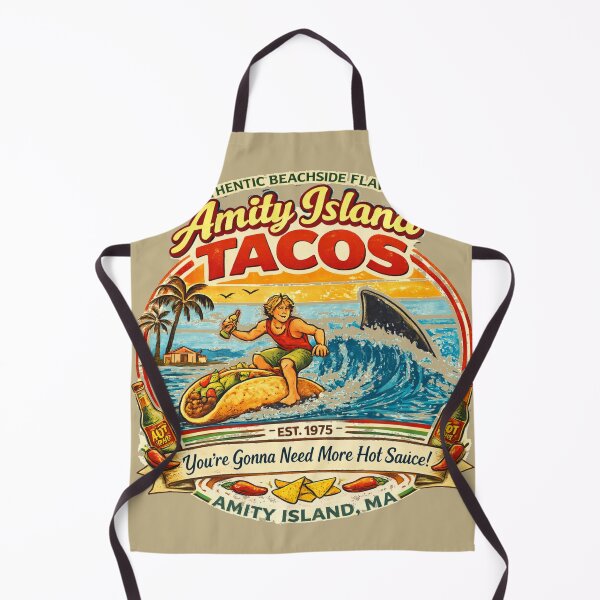 Item preview, Amity Island Tacos Vintage Surf Taco Shirt Funny Shark Movie Parody Retro Beach Food design.  designed and sold by GhostDawgs.