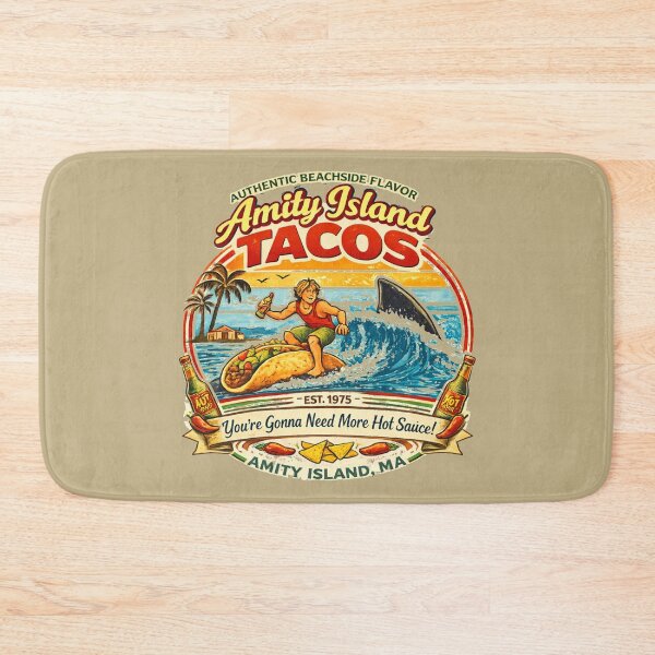 Item preview, Amity Island Tacos Vintage Surf Taco Shirt Funny Shark Movie Parody Retro Beach Food design.  designed and sold by GhostDawgs.