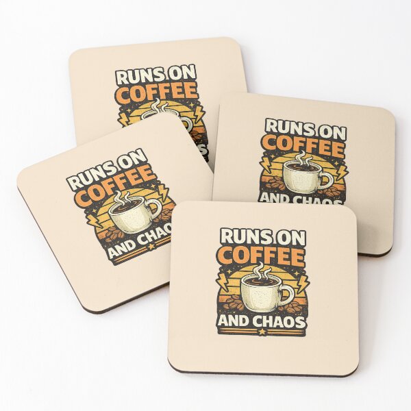 Item preview, Runs On Coffee And Chaos Funny Coffee Shirt, Retro Caffeine Humor  designed and sold by GhostDawgs.