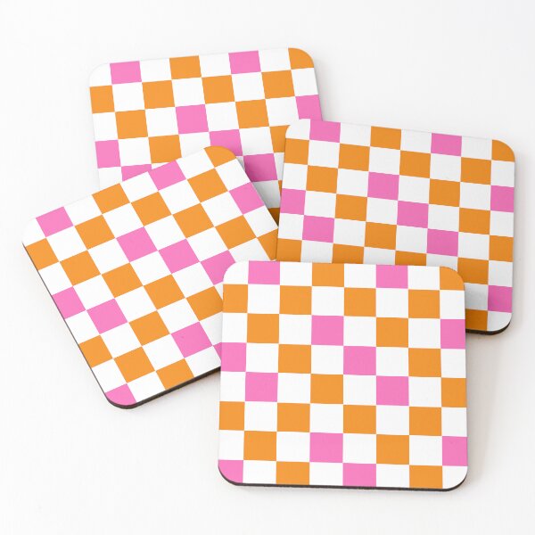 Item preview, Orange White Pink Checkered Pattern Design  designed and sold by PatternTitan.