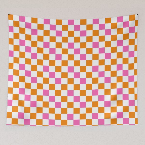 Item preview, Orange White Pink Checkered Pattern Design  designed and sold by PatternTitan.