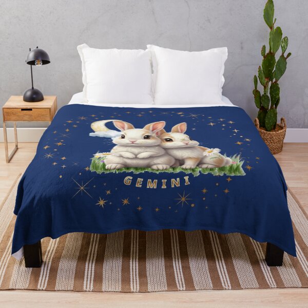 Item preview, Cute Gemini Celestial Bunnies - Zodiac Twins Rabbits with Moon and Stars designed and sold by EnlightArt.