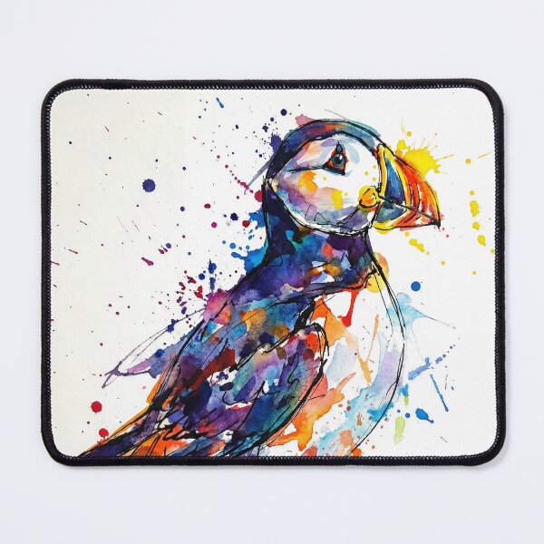 Item preview, Colourful Puffin Artwork – Modern Watercolour Splatter Bird Illustration designed and sold by Printpix.