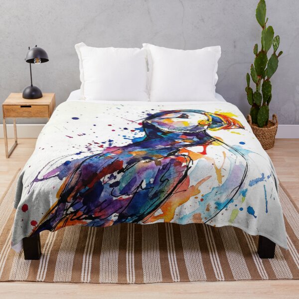 Item preview, Colourful Puffin Artwork – Modern Watercolour Splatter Bird Illustration designed and sold by Printpix.