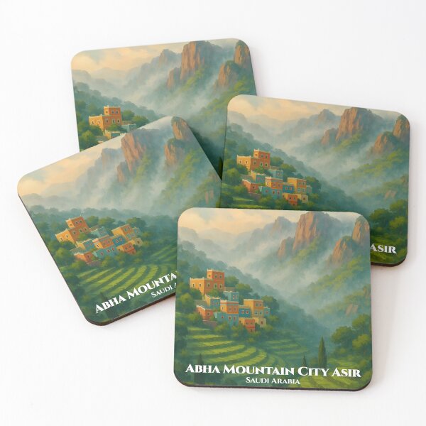 Item preview, Abha Mountain City Asir Region Saudi Arabia — Painterly Wall Art  Print, Green Mountains Travel Poster, KSA Highlands Decor designed and sold by GoldenVerseArt.