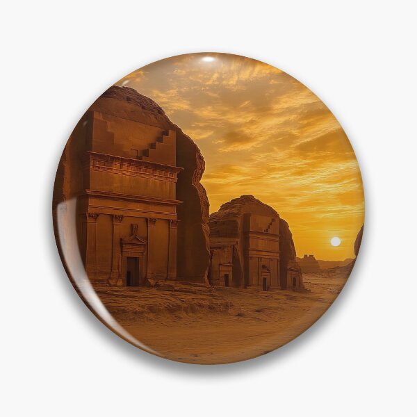 Item preview, Hegra Mada'in Saleh AlUla Saudi Arabia — Ancient Nabataean Tombs  Wall Art Print, Desert Sunset Travel Poster, KSA UNESCO Decor designed and sold by GoldenVerseArt.