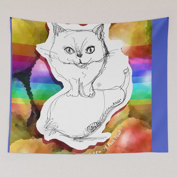 Item preview, Vanda Cat On A Pear Fruit (Ink Hand Drawing by ACCI designed and sold by VanyssaGraphics.