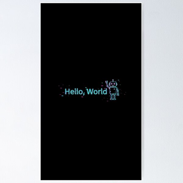 Item preview, Hello, World – Neon Glitch Programmer Robot designed and sold by trend-forge.