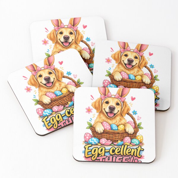 Item preview, Egg-cellent Thief Easter Dog Golden Retriever Bunny Ears Funny Easter Design designed and sold by AgnesDream.