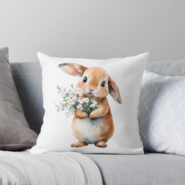 Item preview, Cute bunny holding flowers designed and sold by MendaciousMina.