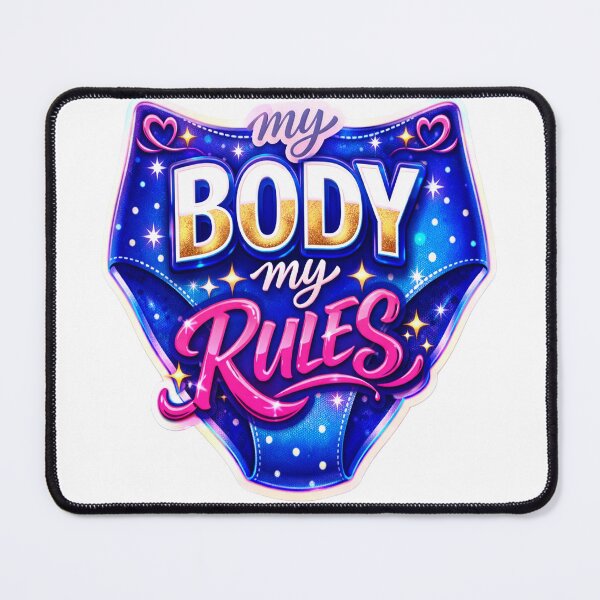 Item preview, "My Body My Rules" – Vibrant Blue-Pink Feminist Body Autonomy Sticker Art designed and sold by ARTCREATESHOP.