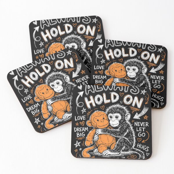 Item preview, Always Hold On – Cute Baby Punch Monkey Hugging Plush Toy | Love, Hugs & Friendship Illustration designed and sold by ArcaneArtistry.
