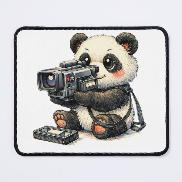 Item preview, Cute Panda Filming with Retro Camcorder – 90s Vintage Technology Sticker Illustration designed and sold by Felixuss.