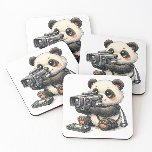 Item preview, Cute Panda Filming with Retro Camcorder – 90s Vintage Technology Sticker Illustration designed and sold by Felixuss.