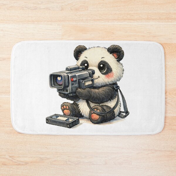 Item preview, Cute Panda Filming with Retro Camcorder – 90s Vintage Technology Sticker Illustration designed and sold by Felixuss.