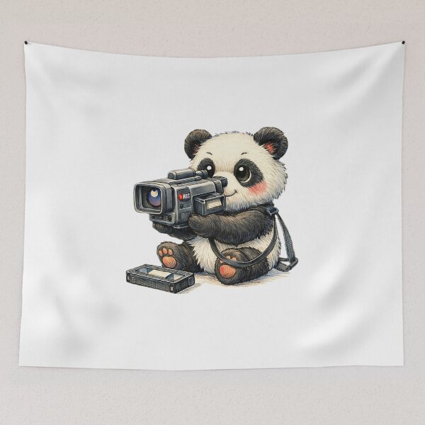 Item preview, Cute Panda Filming with Retro Camcorder – 90s Vintage Technology Sticker Illustration designed and sold by Felixuss.