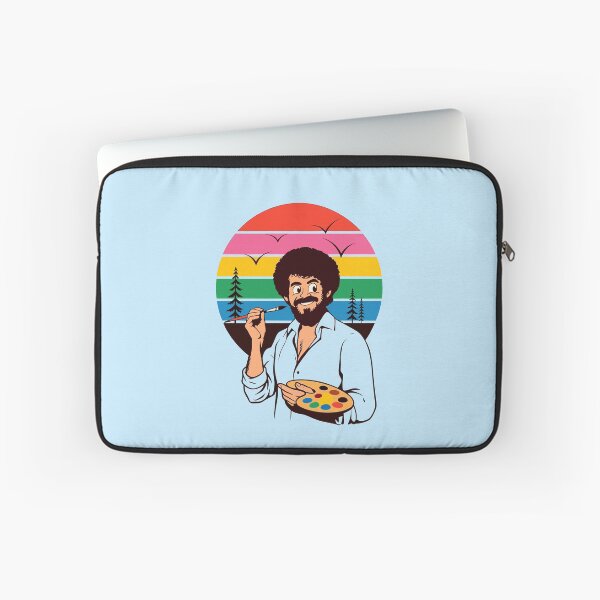 Item preview, Happy Bob Ross with Retro Rainbow Sunset Art designed and sold by Mystikos Art.