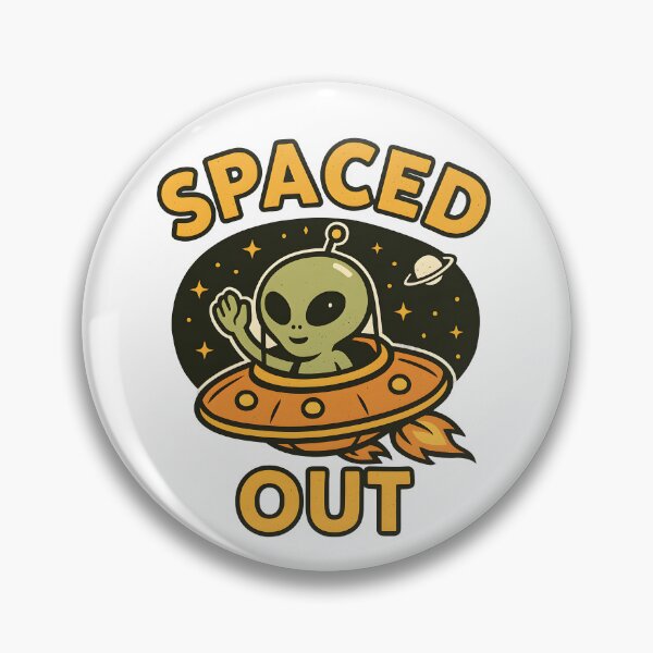 Item preview, Funny "Spaced Out" Alien in UFO Retro Space Cartoon Design. designed and sold by The-T-In-Retro.