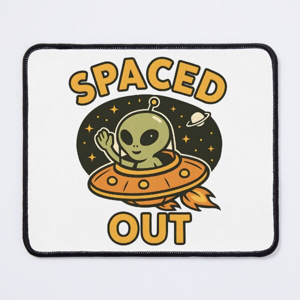 Item preview, Funny "Spaced Out" Alien in UFO Retro Space Cartoon Design. designed and sold by The-T-In-Retro.