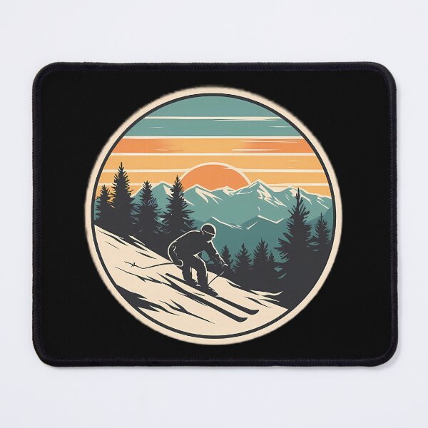 Item preview, Vintage Downhill Skier - Retro Mountain Sunset Badge designed and sold by GREENZ0NE.