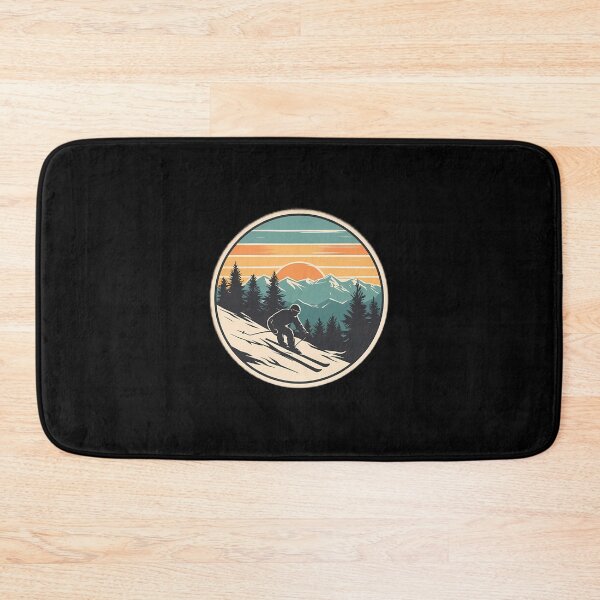 Item preview, Vintage Downhill Skier - Retro Mountain Sunset Badge designed and sold by GREENZ0NE.