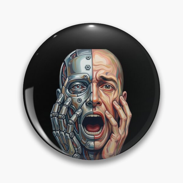 Item preview, Humanity Vs AI: The Cybernetic Scream - Digital Expressionism Art designed and sold by ChaosModeArt.