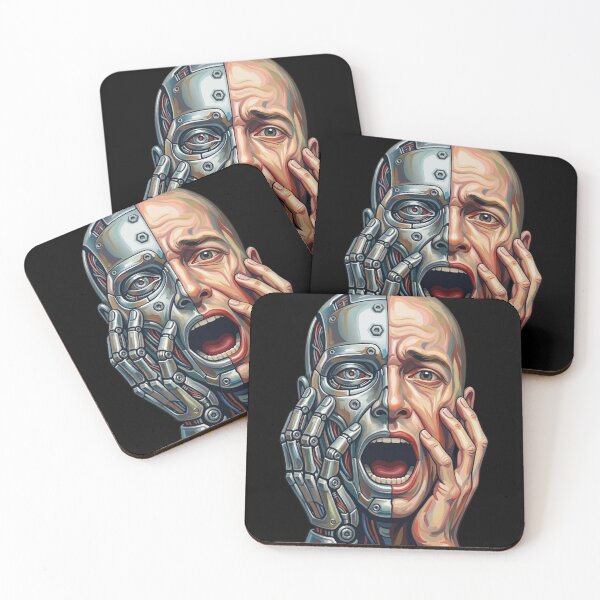 Item preview, Humanity Vs AI: The Cybernetic Scream - Digital Expressionism Art designed and sold by ChaosModeArt.