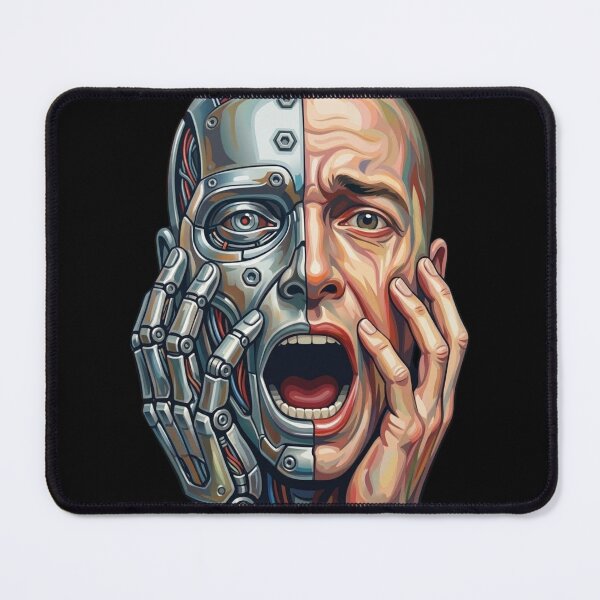 Item preview, Humanity Vs AI: The Cybernetic Scream - Digital Expressionism Art designed and sold by ChaosModeArt.