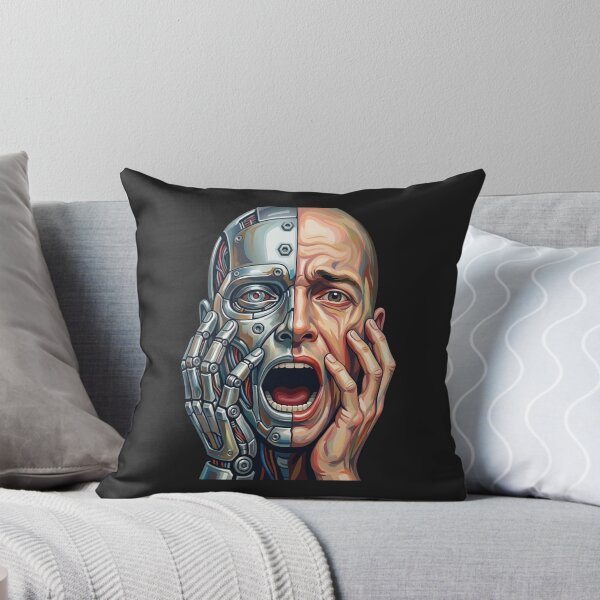 Item preview, Humanity Vs AI: The Cybernetic Scream - Digital Expressionism Art designed and sold by ChaosModeArt.
