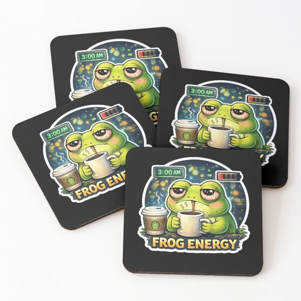 Item preview, Frog Energy Coffee Frog Sticker – Funny Tired Frog Meme – Caffeine Frog Humor designed and sold by VibeOffline Studio.