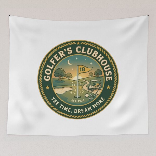 Item preview, Retro Golfer’s Clubhouse Vintage Badge – 19th Hole Golf Illustration designed and sold by Wear Sculpt.
