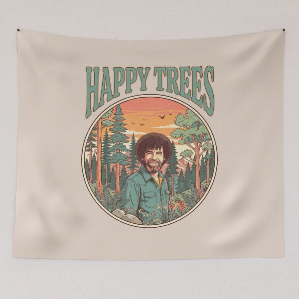 Item preview, Vintage Retro Happy Trees Nature Landscape designed and sold by Mystikos Art.