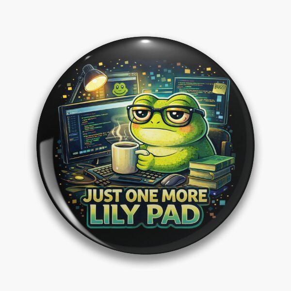 Item preview, Just One More Lily Pad Frog Sticker – Funny Programmer Frog Meme – Coding Frog Humor designed and sold by VibeOffline Studio.