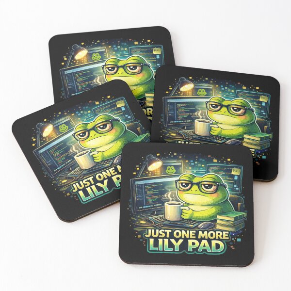 Item preview, Just One More Lily Pad Frog Sticker – Funny Programmer Frog Meme – Coding Frog Humor designed and sold by VibeOffline Studio.